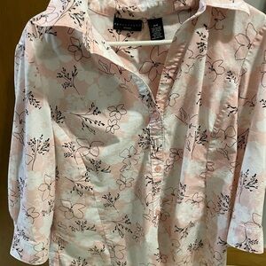 Apostrophe Flower 🌸 print button down blouse top 18W 2X